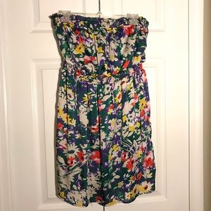 Imaginary Voyage strapless floral dress
